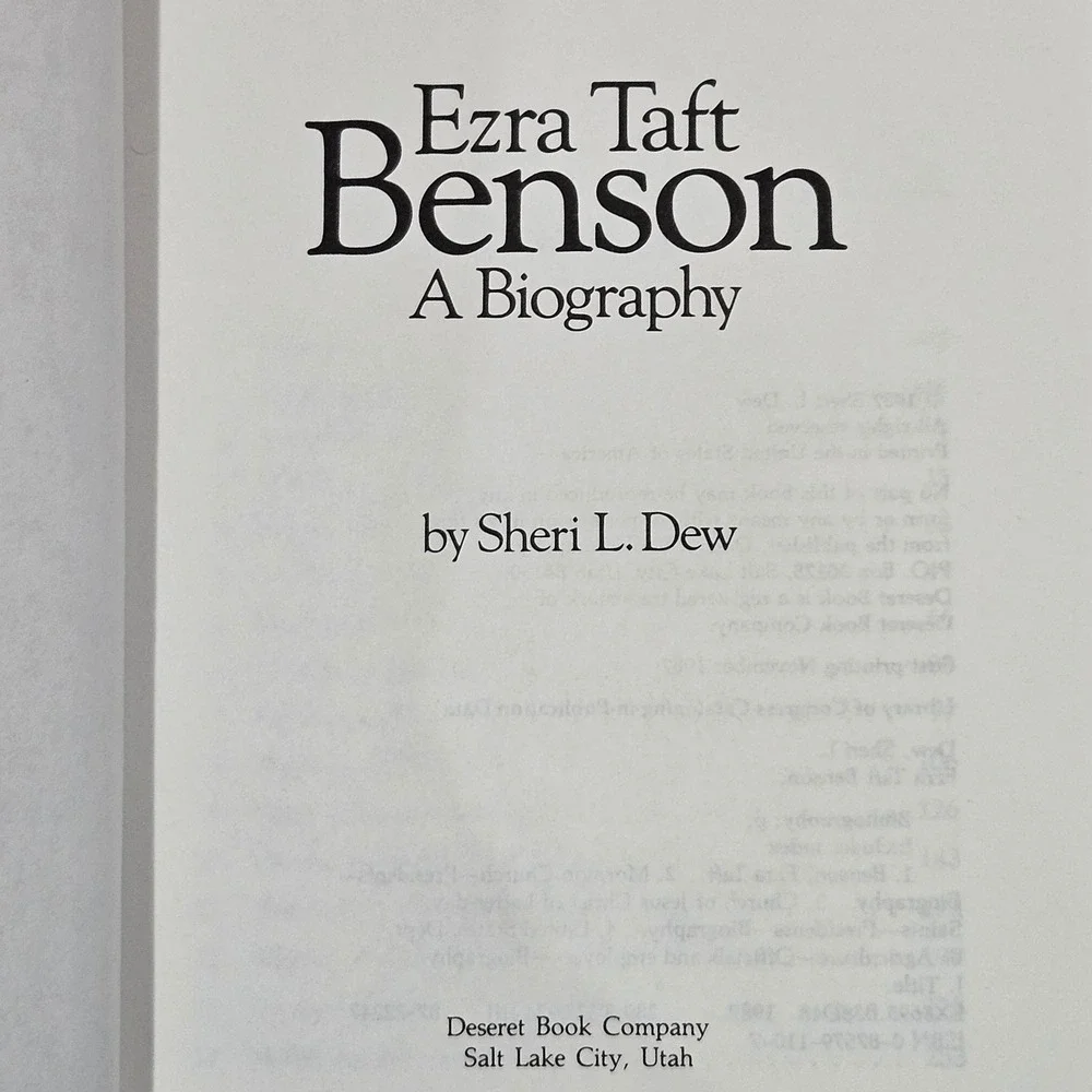 SIGNED Ezra Taft Benson A‎ Biography by Sheri L Dew Hardcover Deseret Book 1987